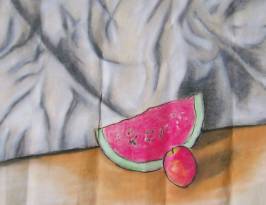 Fruit; Colored chalk on paper