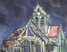 Kostel v Auvers; 80x60; Olej na plátně