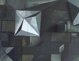 Gray Shapes 3D; 85x45; Oilpaint on cardboard